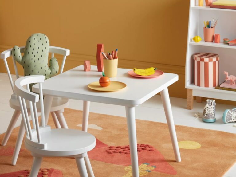 White-painted table and chair set