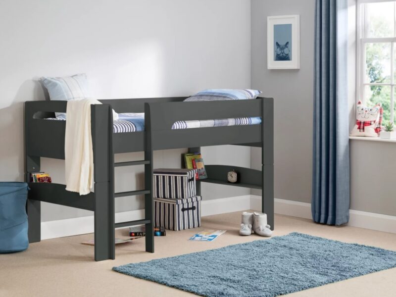 Dark grey painted mid sleeper bed frame