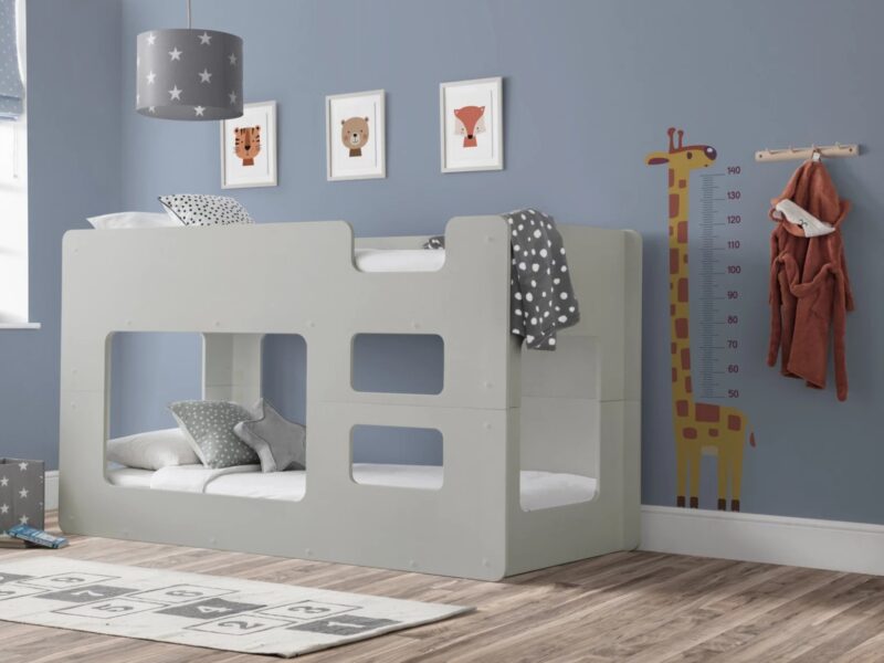 Grey-painted pod bunk bed