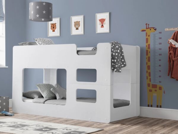 White-painted pod-style bunk bed