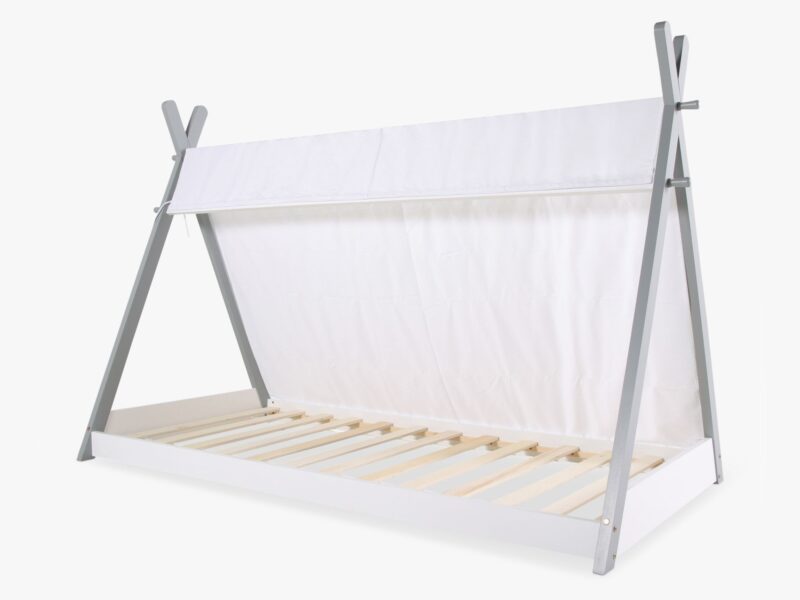 White/grey teepee-style kid's bed frame