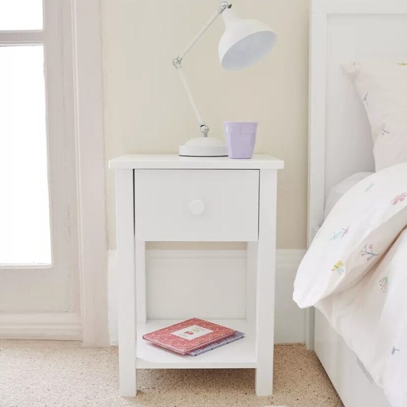 White-painted bedside table