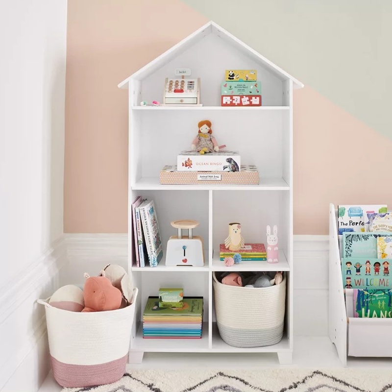 White house-style bookcase with 4 shelves