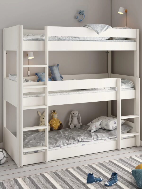 White-painted 3 level bunk bed