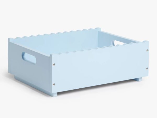 Blue-painted stackable storage box