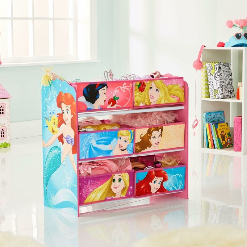 Princess themed 6 bin toy storage