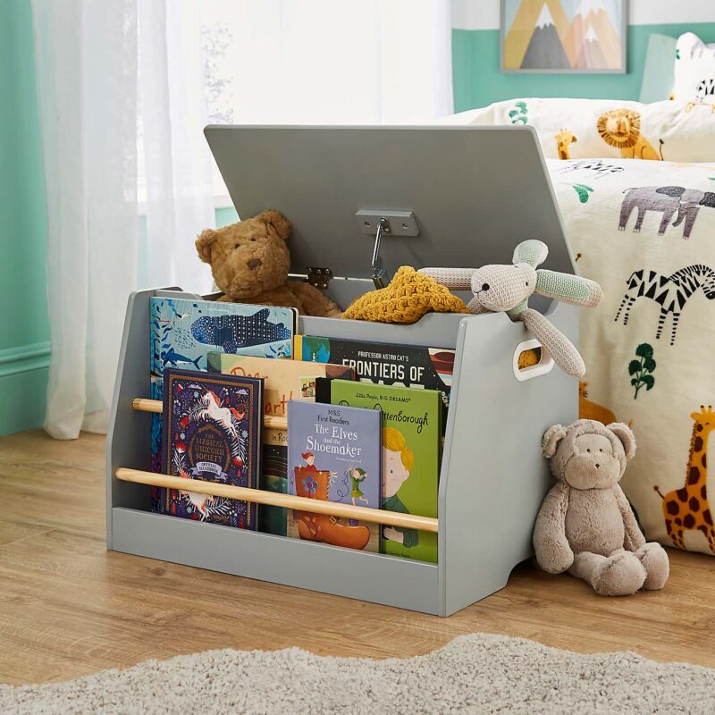 Combined toy chest and bookcase