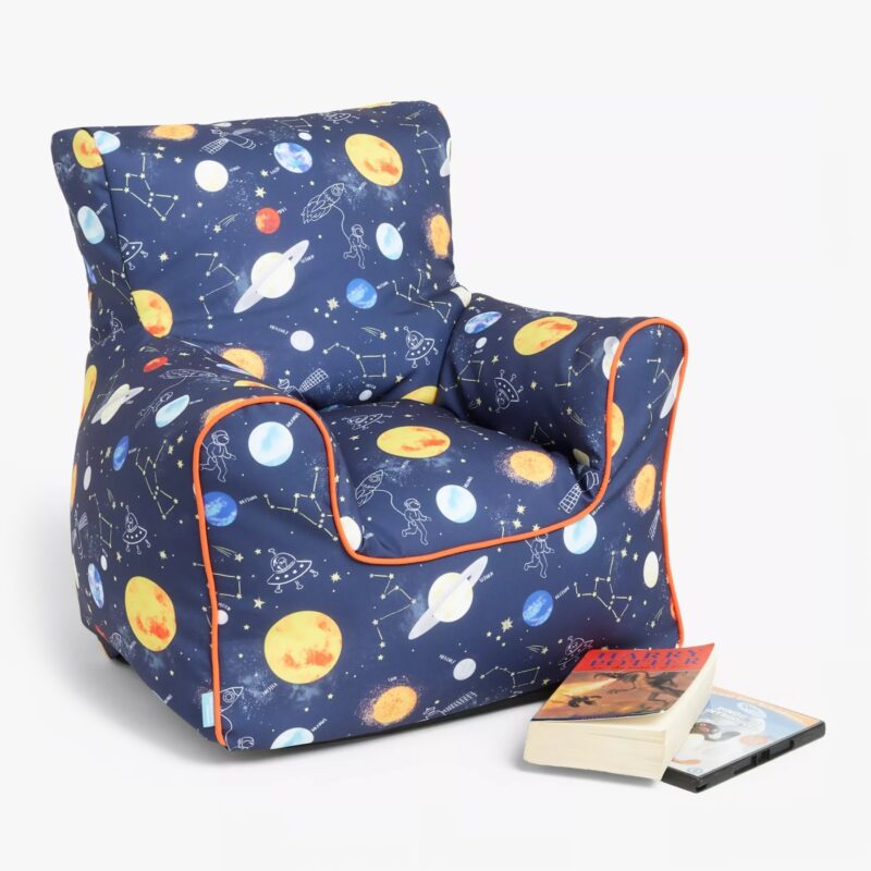 Dark blue planet themed bean bag chair