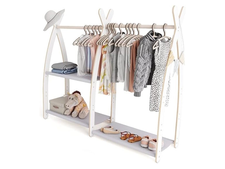 Kid's Double Clothes Rail with 3 Shelves