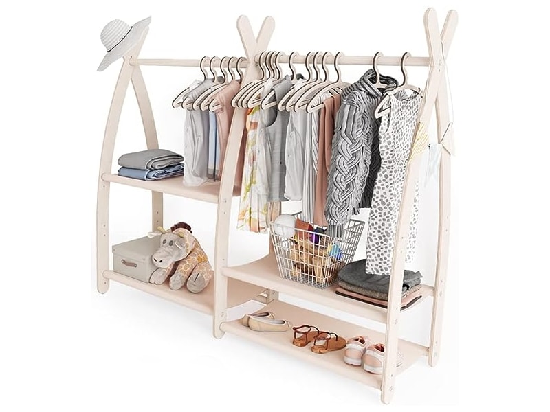 Kid's modular clothes rail with 4 shleves