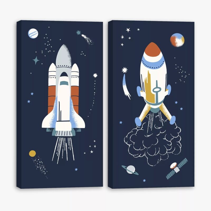 Space rockets wall art