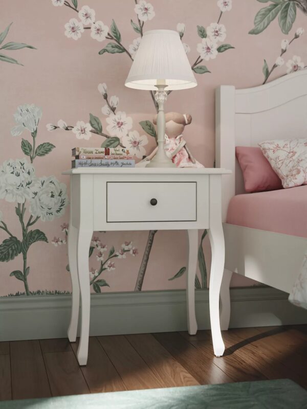 White-painted bedside table