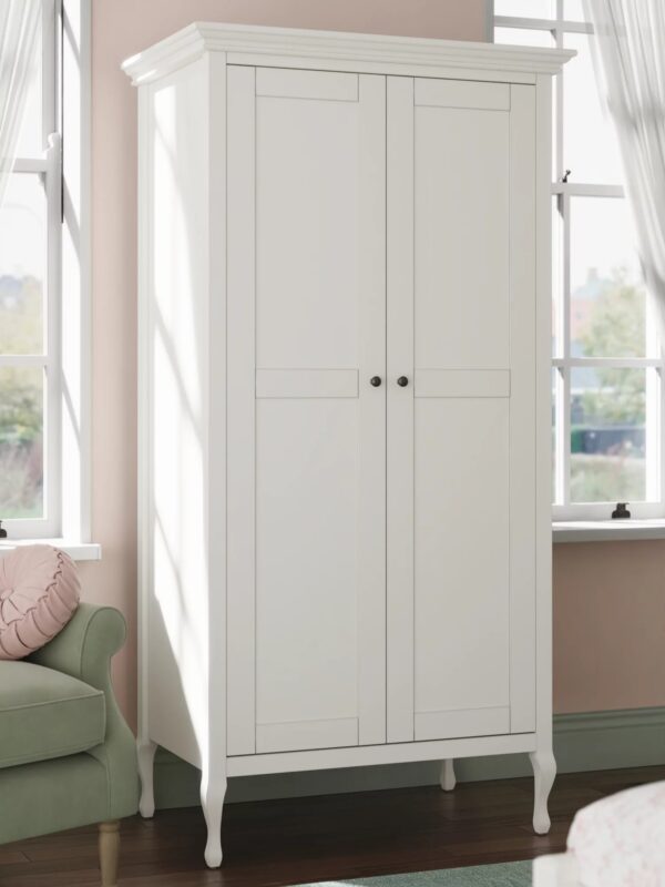 White-painted 2-door wardrobe