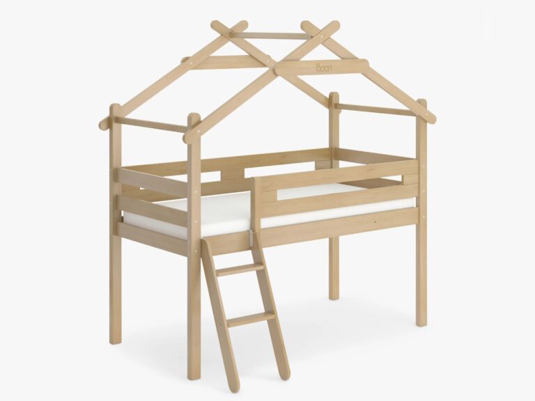 Loft bed with roof-style frame