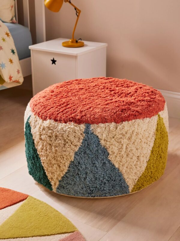 Multi-colour diamond pattern pouffe